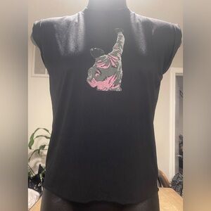 Official Sylvester Stallone Black Graphic Women's Top, Size Small